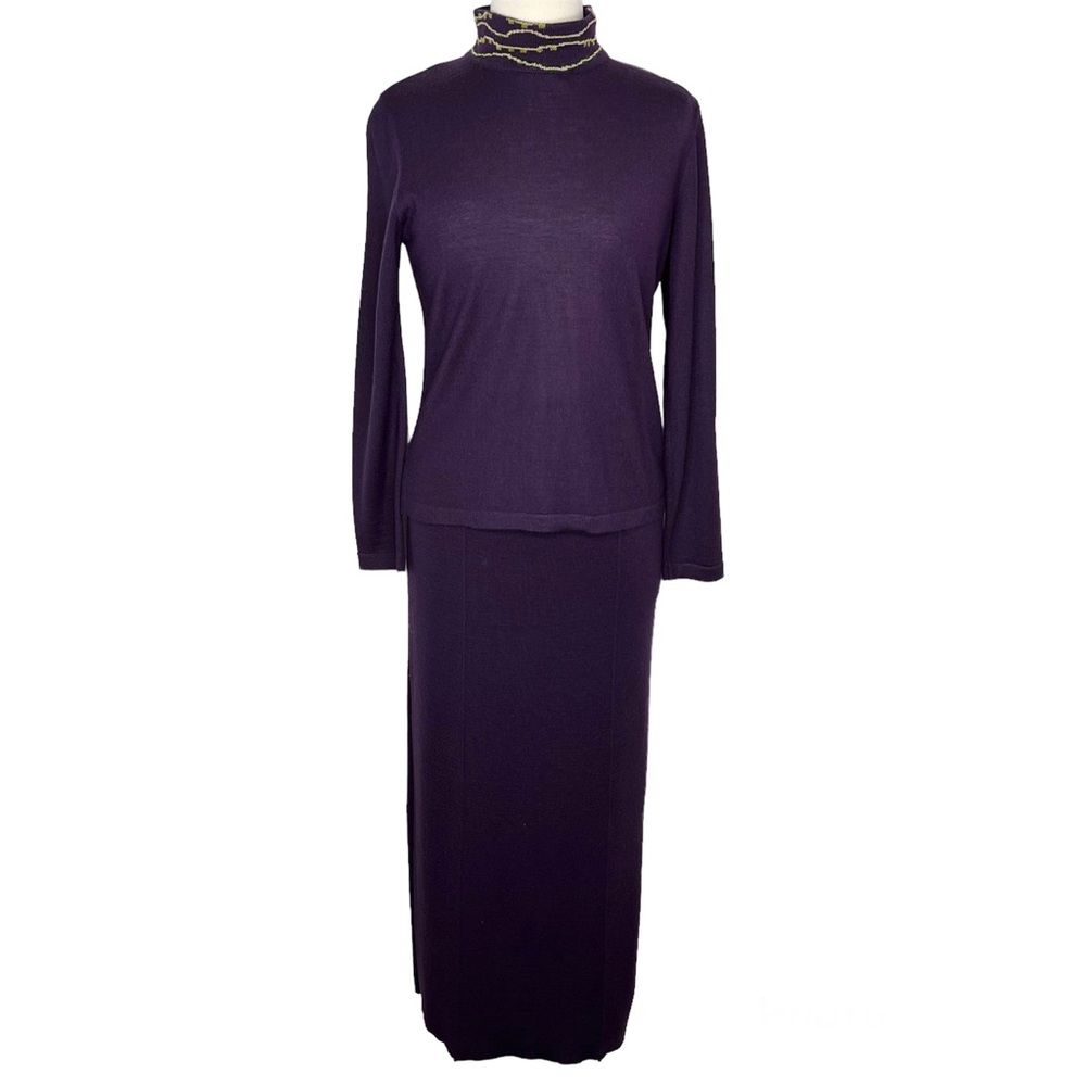 Didier Parakian Large 2 Piece Outfit Sweater Maxi Purple